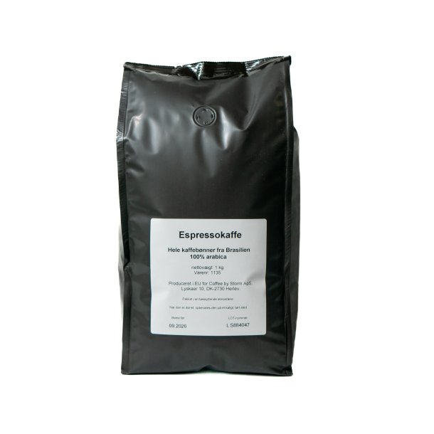 Espressokaffe, hele bnner fra Brasilien 100% arabica (1kg)